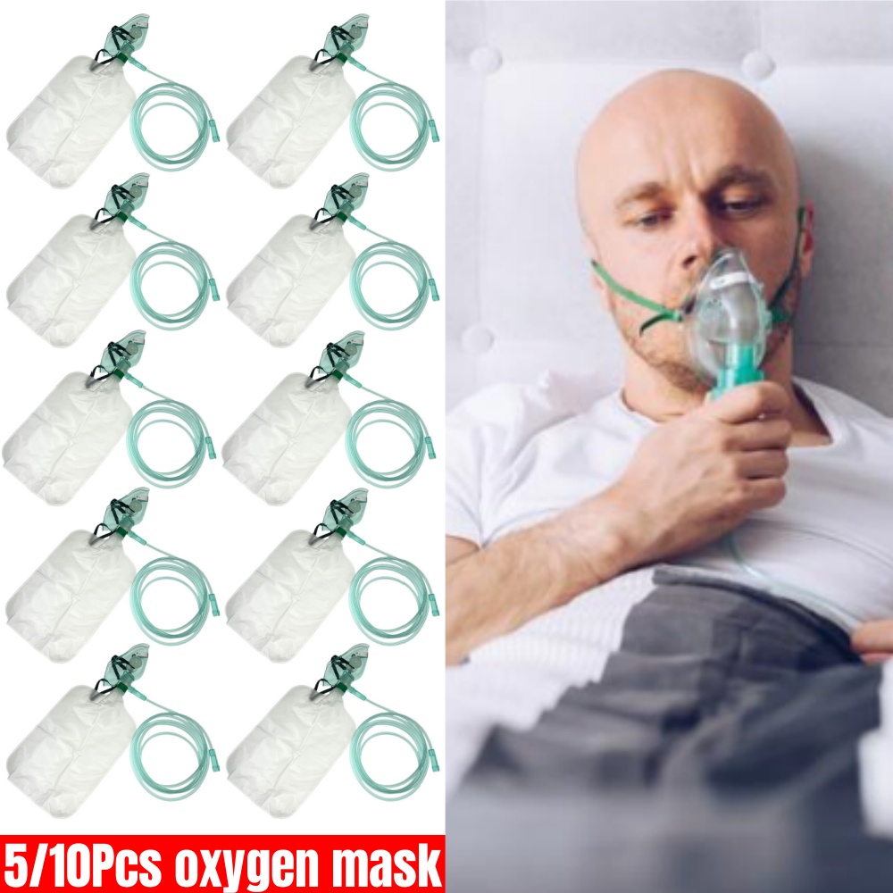 5-10Pcs Disposable Adult High  - Oxygen Mask Non-Rebreather ulasan dan harga
